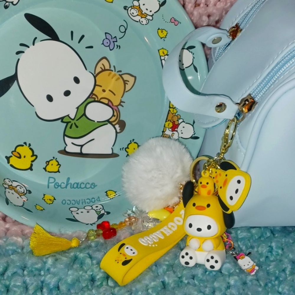 Pochacco Huge Makeup Bag, Accessory Bowl and Keychain